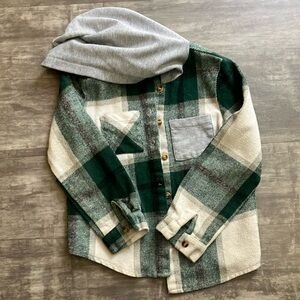 Plaid Green and Gray Kids Shirt